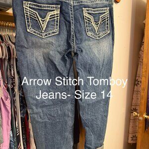Vigoss® Mid Rise Arrow Stitch Tomboy Jean DARK SANDBLAST